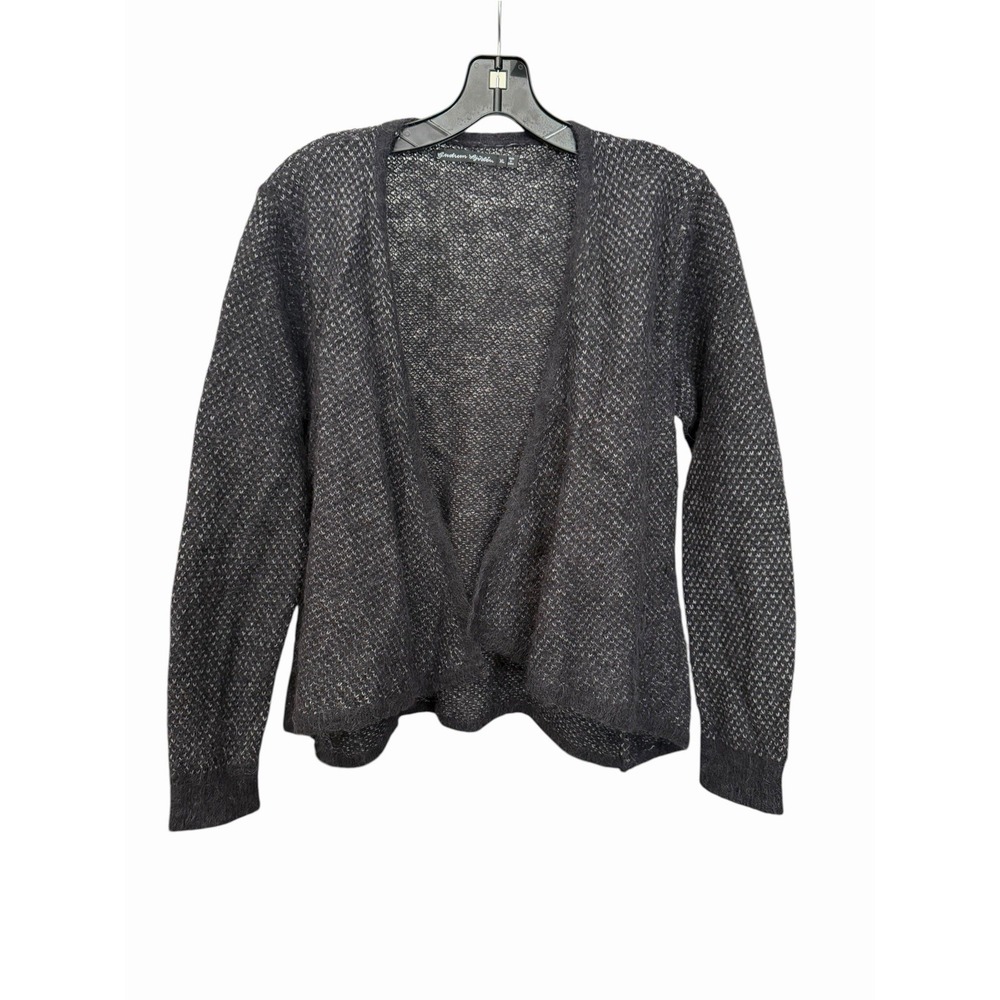 Gudrun Sjoden Cardigan Women's XL Black White Alpaca Wool Blend Soft #J2-3